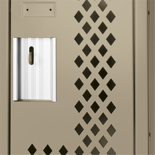 Clean Line Lockers, Bank of 2, 24" x 15" x 72", Steel, Beige, Rivet (Assembled), Perforated Cam Industrial