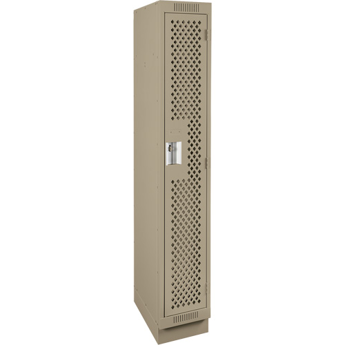 Clean Line Lockers, 12" x 15" x 76", Steel, Beige, Rivet (Assembled), Perforated Cam Industrial