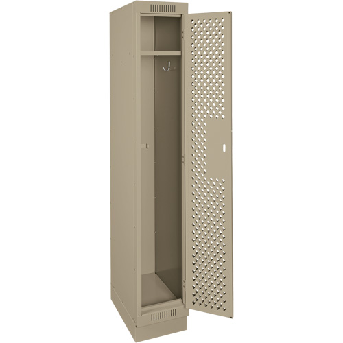 Clean Line Lockers, 12" x 15" x 76", Steel, Beige, Rivet (Assembled), Perforated Cam Industrial