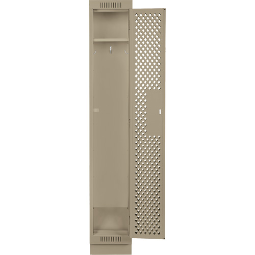 Clean Line Lockers, 12" x 15" x 76", Steel, Beige, Rivet (Assembled), Perforated Cam Industrial