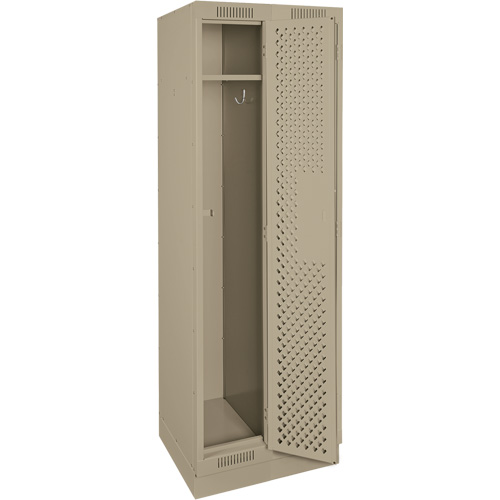 Clean Line Lockers, Bank of 2, 24" x 12" x 76", Steel, Beige, Rivet (Assembled), Perforated Cam Industrial