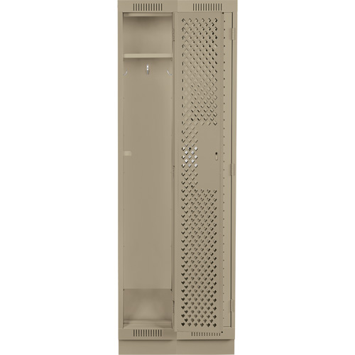 Clean Line Lockers, Bank of 2, 24" x 12" x 76", Steel, Beige, Rivet (Assembled), Perforated Cam Industrial