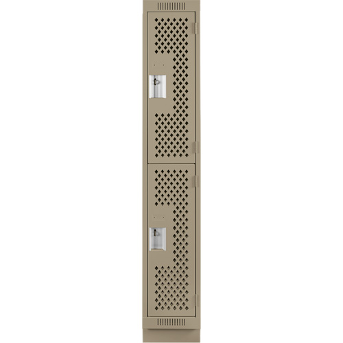 Casiers Clean Line, 2 niveaux, 12" x 12" x 76", Acier, Beige, Rivet (assembl&eacute;), Perfor&eacute; Cam Industrial