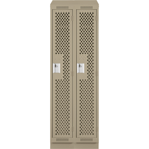 Clean Line Lockers, Bank of 2, 24" x 18" x 82", Steel, Beige, Rivet (Assembled), Perforated Cam Industrial