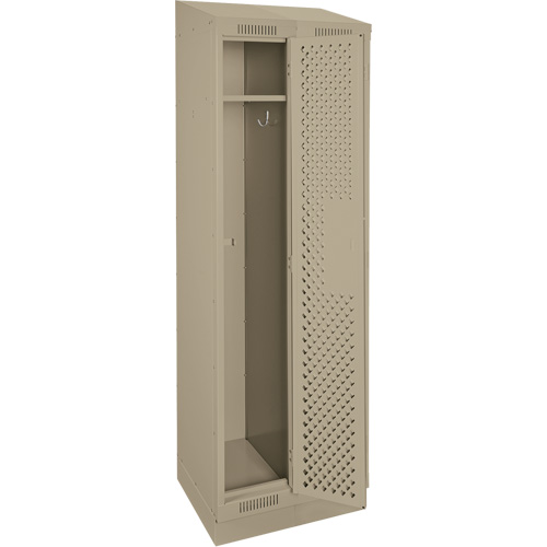Clean Line Lockers, Bank of 2, 24" x 18" x 82", Steel, Beige, Rivet (Assembled), Perforated Cam Industrial