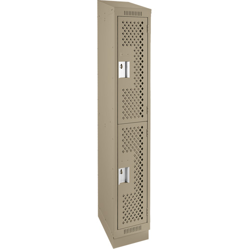 Casiers Clean Line, 2 niveaux, 12" x 18" x 82", Acier, Beige, Rivet (assembl&eacute;), Perfor&eacute; Cam Industrial