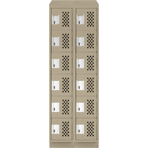 Assembled Lockerettes Clean Line Perforated Economy Lockers, 6 -tier, Bank of 2, 18" x 72" x 12", Steel Cam Industrial