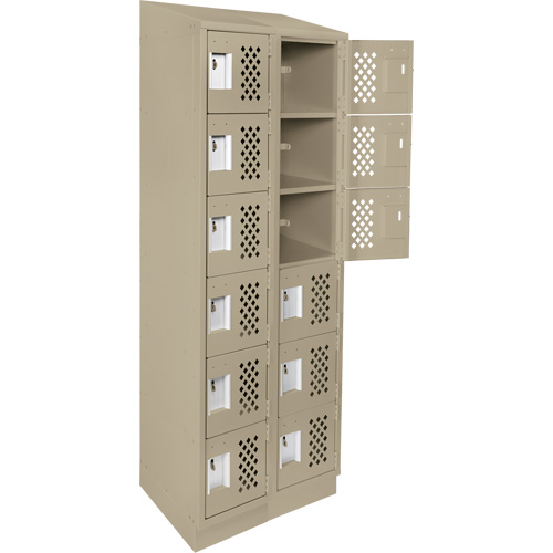Assembled Lockerettes Clean Line Perforated Economy Lockers, 6 -tier, Bank of 2, 18" x 72" x 12", Steel Cam Industrial