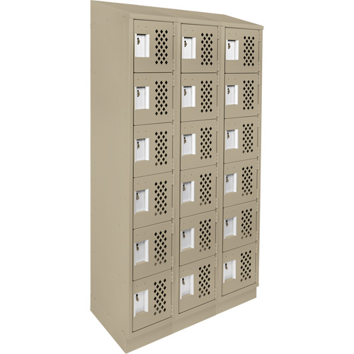 Assembled Lockerettes Clean Line Perforated Economy Lockers, 6 -tier, Bank of 3, 18" x 72" x 12", Steel Cam Industrial