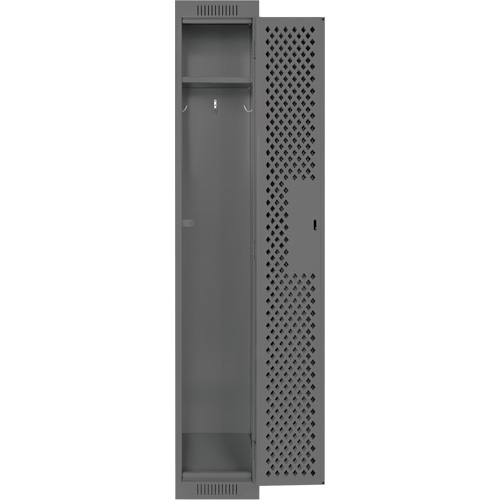 Clean Line Lockers, 12" x 15" x 72", Steel, Charcoal, Rivet (Assembled), Perforated Cam Industrial