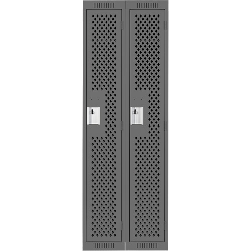 Clean Line Lockers, Bank of 2, 24" x 15" x 72", Steel, Charcoal, Rivet (Assembled), Perforated Cam Industrial