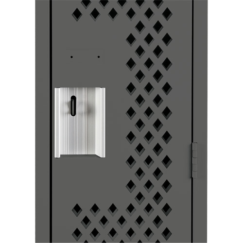 Clean Line Lockers, Bank of 3, 36" x 15" x 72", Steel, Charcoal, Rivet (Assembled), Perforated Cam Industrial