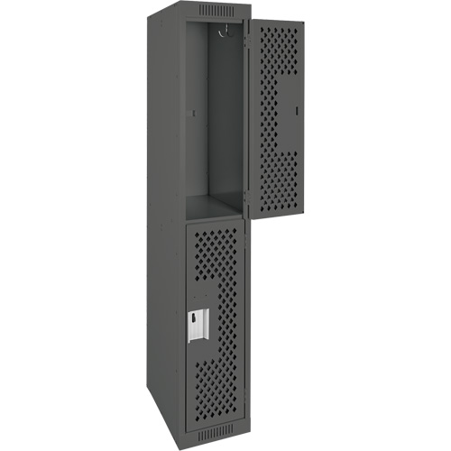 Casiers Clean Line, 2 niveaux, 12" x 12" x 72", Acier, Charbon, Rivet (assembl&eacute;), Perfor&eacute; Cam Industrial