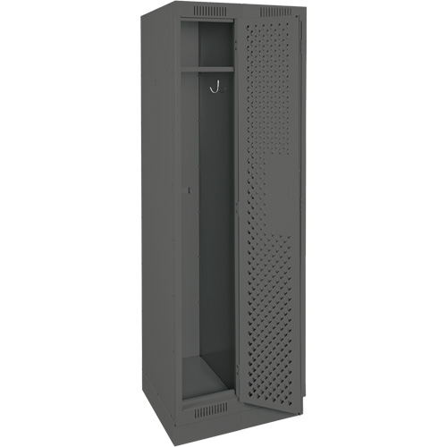 Clean Line Lockers, Bank of 2, 24" x 15" x 76", Steel, Charcoal, Rivet (Assembled), Perforated Cam Industrial