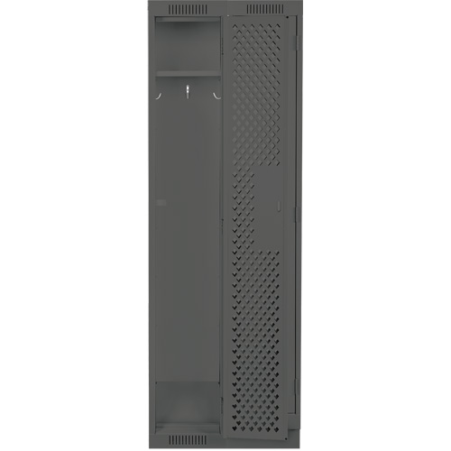 Clean Line Lockers, Bank of 2, 24" x 15" x 76", Steel, Charcoal, Rivet (Assembled), Perforated Cam Industrial
