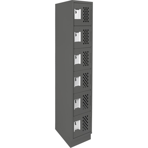 Assembled Lockerettes Clean Line Perforated Economy Lockers, 6 -tier, 18" x 72" x 12", Steel Cam Industrial