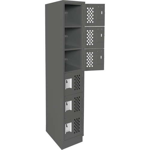 Assembled Lockerettes Clean Line Perforated Economy Lockers, 6 -tier, 18" x 72" x 12", Steel Cam Industrial