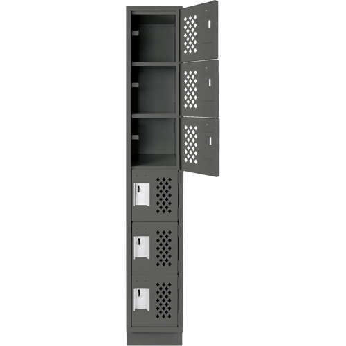 Assembled Lockerettes Clean Line Perforated Economy Lockers, 6 -tier, 18" x 72" x 12", Steel Cam Industrial