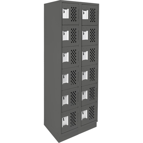 Assembled Lockerettes Clean Line Perforated Economy Lockers, 6 -tier, Bank of 2, 18" x 72" x 12", Steel Cam Industrial
