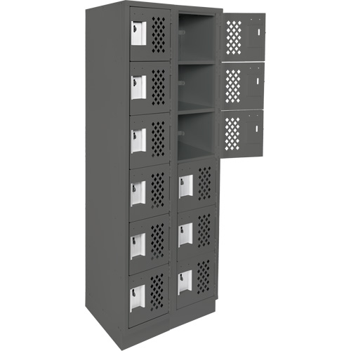 Assembled Lockerettes Clean Line Perforated Economy Lockers, 6 -tier, Bank of 2, 18" x 72" x 12", Steel Cam Industrial
