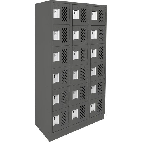 Assembled Lockerettes Clean Line Perforated Economy Lockers, 6 -tier, Bank of 3, 18" x 72" x 12", Steel Cam Industrial