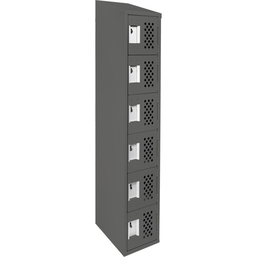 Assembled Lockerettes Clean Line Perforated Economy Lockers, 6 -tier, 18" x 72" x 12", Steel Cam Industrial
