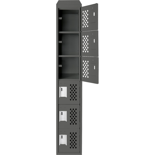 Assembled Lockerettes Clean Line Perforated Economy Lockers, 6 -tier, 18" x 72" x 12", Steel Cam Industrial