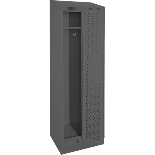 Clean Line Lockers, Bank of 2, 24" x 18" x 82", Steel, Charcoal, Rivet (Assembled), Perforated Cam Industrial