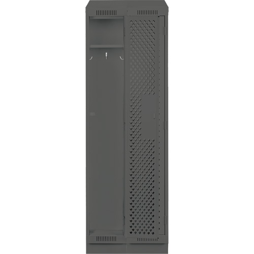 Clean Line Lockers, Bank of 2, 24" x 18" x 82", Steel, Charcoal, Rivet (Assembled), Perforated Cam Industrial