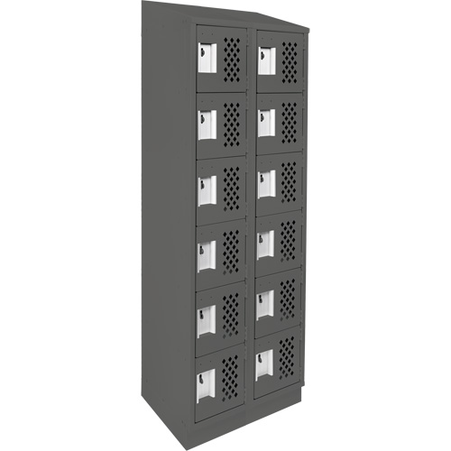 Assembled Lockerettes Clean Line Perforated Economy Lockers, 6 -tier, Bank of 2, 18" x 72" x 12", Steel Cam Industrial