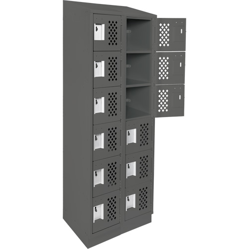 Assembled Lockerettes Clean Line Perforated Economy Lockers, 6 -tier, Bank of 2, 18" x 72" x 12", Steel Cam Industrial