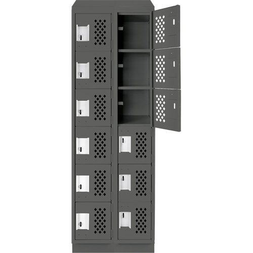 Assembled Lockerettes Clean Line Perforated Economy Lockers, 6 -tier, Bank of 2, 18" x 72" x 12", Steel Cam Industrial