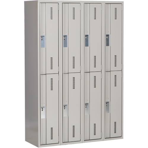 Concorde Heavy-Duty Lockers, 2 -tier, Bank of 4, 48" x 18" x 72", Steel, Grey, Welded (Assembled) Cam Industrial