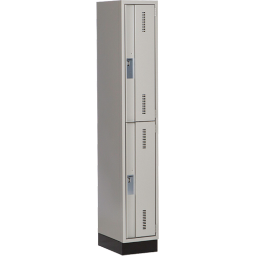 Concorde Heavy-Duty Lockers, 2 -tier, 12" x 18" x 76", Steel, Grey, Welded (Assembled) Cam Industrial