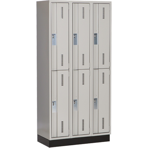 Concorde Heavy-Duty Lockers, 2 -tier, Bank of 3, 36" x 18" x 76", Steel, Grey, Welded (Assembled) Cam Industrial