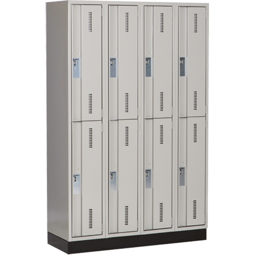 Concorde Heavy-Duty Lockers, 2 -tier, Bank of 4, 48" x 18" x 76", Steel, Grey, Welded (Assembled) Cam Industrial