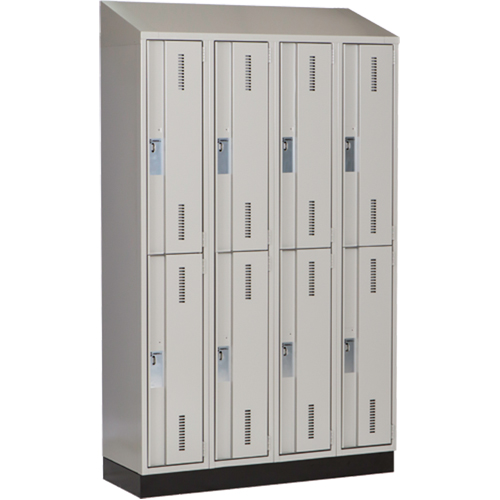 Concorde Heavy-Duty Lockers, 2 -tier, Bank of 4, 48" x 18" x 82", Steel, Grey, Welded (Assembled) Cam Industrial