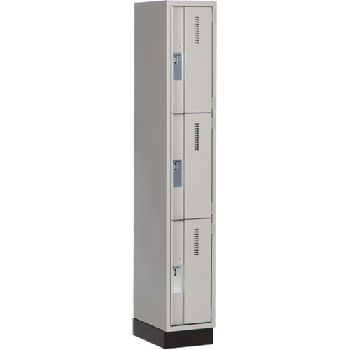 Concorde Heavy-Duty Lockers, 3 -tier, 12" x 18" x 76", Steel, Grey, Welded (Assembled) Cam Industrial