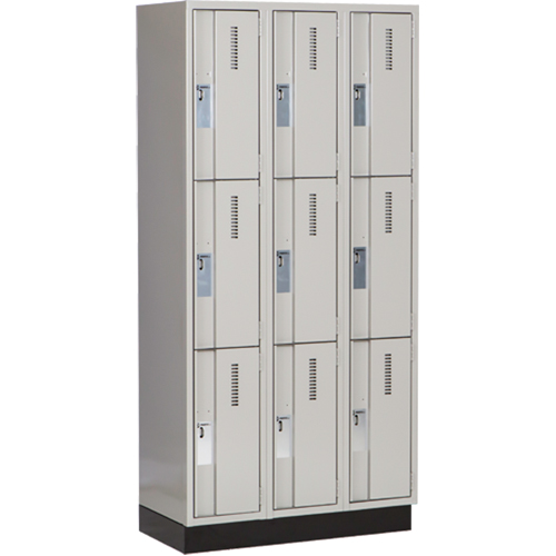 Concorde Heavy-Duty Lockers, 3 -tier, Bank of 3, 36" x 18" x 76", Steel, Grey, Welded (Assembled) Cam Industrial