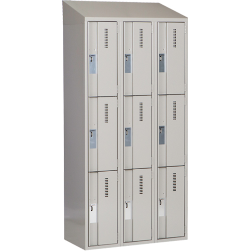 Casiers robustes Concorde, 3 niveaux, Bloc de 3, 36" x 18" x 78", Acier, Gris, Soud&eacute; (assembl&eacute;) Cam Industrial