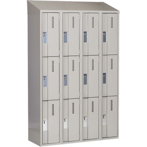 Casiers robustes Concorde, 3 niveaux, Bloc de 4, 48" x 18" x 78", Acier, Gris, Soud&eacute; (assembl&eacute;) Cam Industrial