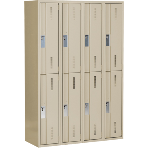 Concorde Heavy-Duty Lockers, 2 -tier, Bank of 4, 48" x 18" x 72", Steel, Beige, Welded (Assembled) Cam Industrial