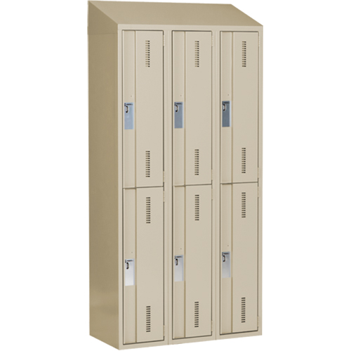 Concorde Heavy-Duty Lockers, 2 -tier, Bank of 3, 36" x 18" x 78", Steel, Beige, Welded (Assembled) Cam Industrial