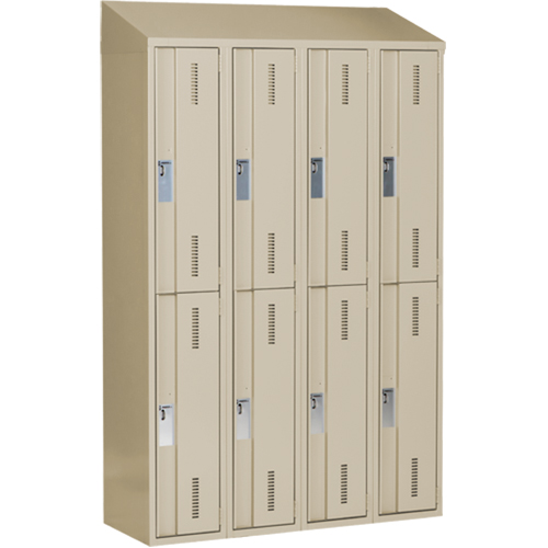 Concorde Heavy-Duty Lockers, 2 -tier, Bank of 4, 48" x 18" x 78", Steel, Beige, Welded (Assembled) Cam Industrial