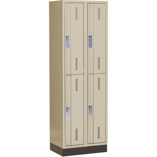 Concorde Heavy-Duty Lockers, 2 -tier, Bank of 2, 24" x 18" x 76", Steel, Beige, Welded (Assembled) Cam Industrial