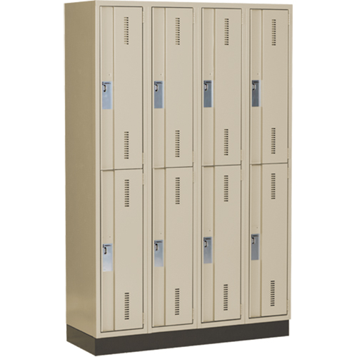 Concorde Heavy-Duty Lockers, 2 -tier, Bank of 4, 48" x 18" x 76", Steel, Beige, Welded (Assembled) Cam Industrial