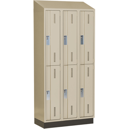 Concorde Heavy-Duty Lockers, 2 -tier, Bank of 3, 36" x 18" x 82", Steel, Beige, Welded (Assembled) Cam Industrial