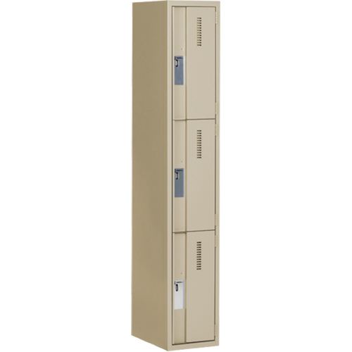 Casiers robustes Concorde, 3 niveaux, 12" x 18" x 72", Acier, Beige, Soud&eacute; (assembl&eacute;) Cam Industrial