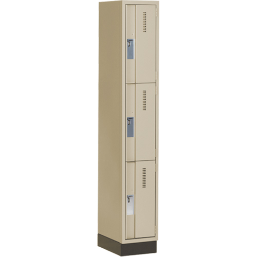 Concorde Heavy-Duty Lockers, 3 -tier, 12" x 18" x 76", Steel, Beige, Welded (Assembled) Cam Industrial