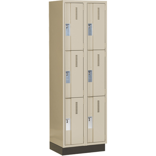 Concorde Heavy-Duty Lockers, 3 -tier, Bank of 2, 24" x 18" x 76", Steel, Beige, Welded (Assembled) Cam Industrial